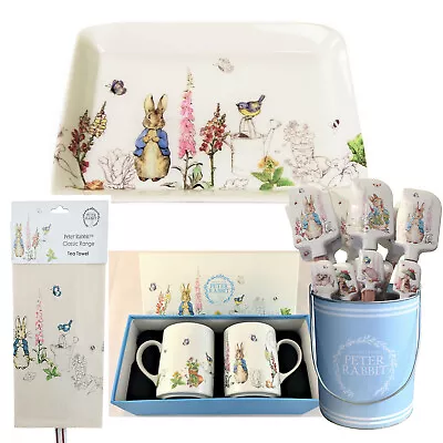 Peter Rabbit Beatrix Potter Set Of 2 Mugs Tray Tea Towels Spatulas Kitchen Home  • £13.99