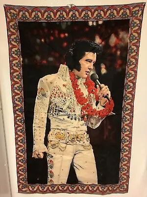 ELVIS PRESLEY Fabric Poster - Aloha Hawaii - ATC New York Cloth Tapestry 1970’s • $34.94