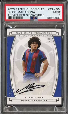 2020 Diego Maradona Panini National Treasures Barcelona Autographed 50/199 PSA 9 • $1479.99