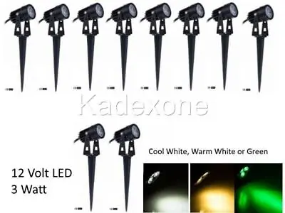 Mini 12 V Volt  3W LED Spot Light Outdoor Garden  Spike Cool/warm White Green • £93