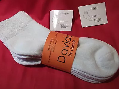 Mens Socks Diabetic  Ankle/ Qurter  100% Cotton Made In Italy 3 Pairs Whit 9-11 • $11.50