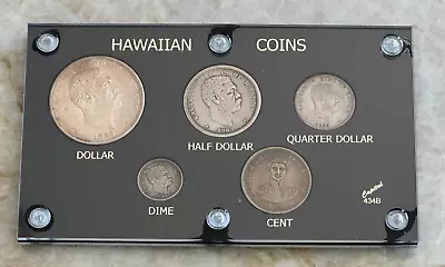 5 Coin 1883 $1 50C 25C 10C & 1847 1C Hawaiian Set - Hawaii Capital Holder • $1750