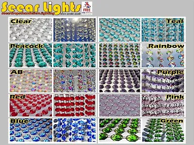 100 Chandelier Droplets Wedding Beads Cut Glass Crystals 2m Garland 14mm Crafts • £26.87