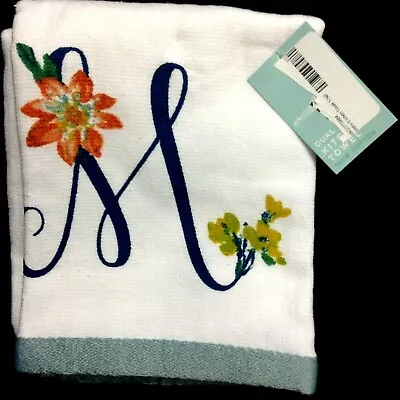 Monogram M Easter Floral Hand Bath Kitchen Wine Gift Towel Holiday Dishcloth • $7.99