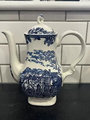 Myotts Staffordshire Ware Country Life English Scenes Coffee Pot HTF Rare Blue • $80