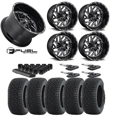 Fuel Triton Black Wheels Rims 275 55 20 Tires A/t Mud Five 5 • $3239