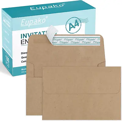 Eupako A4 Brown Photo Envelopes 4X6 100 Pack Self Seal Envelopes For 4X6 Cards • $15.28