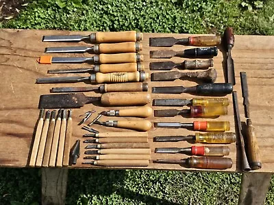 Old Wood Chisel Lathe Turning Gouge Carving Mix Tool Lot Dorbi Fuller Stanley • $76