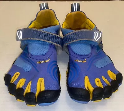 Five Fingers Vibram Womens Girl W3664 Blue Yellow Barefoot Sneaker Shoes Size 36 • $44.99