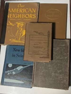 Lot Of 5 Vintage 1921 - 1952 Hardcover School Books In Various Conditions • $15