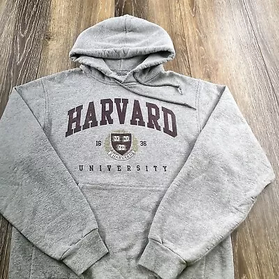 Vintage Harvard Sweatshirt Mens S Gray Hoodie University Student Logo Sweater • $22.46