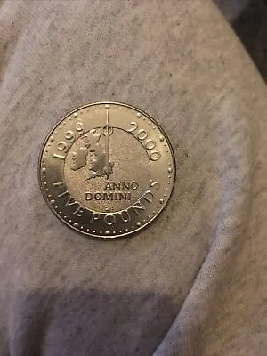 UK Royal Mint 1999-2000 £5 Five Pound Coin.  Millenium Anno Domini. • £50