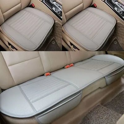 Car Seat Cover Leather Front Back Seat Cover Mat Breathable Protector Non-slip • £12.99