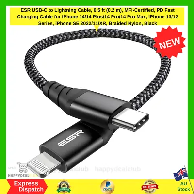 $15.99 • Buy USB-C To Lightning Cable 0.5Ft (0.2M) MFi-Certied Fast Charging Cable For IPhone
