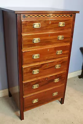 Good Quality Victorian  Mahogany 6 Drawer  Tall Narrow Chest Of Drawers • £320