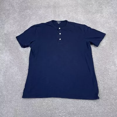 VINCE Shirt Mens Medium Blue Henley Button Short Sleeve Casual • $24.95