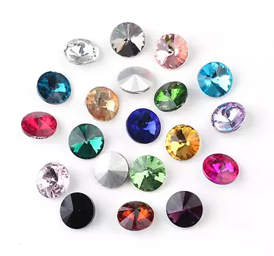 100pcs Glass Crystal Rhinestone Color Rivoli Strass Jewels Stones • $5.99