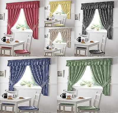 £8.99 • Buy Gingham Check Curtains . Matching Pelmets / Cafes Nets  Available To Buy Also