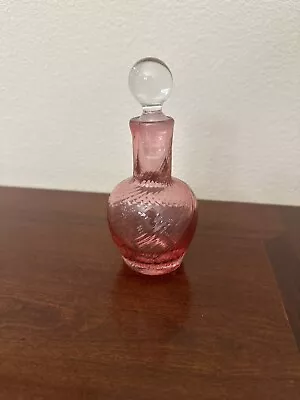 Vintage Cranberry Swirl Perfume Hand Blown Glass Bottle  • $24.99