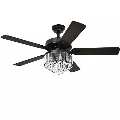 52  Crystal Ceiling Fan With Light And Remote Control 5 Wood Blades Modern Fan • $101.69