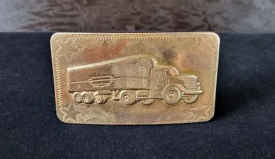 Vintage 40's/50's Semi Truck Tractor Trailer Engraved Solid Brass Belt Buckle  • $19.95