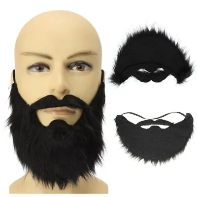 2pcs High Quality Fake Black Beard False Moustache Halloween Party Prom Props • £5.99