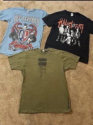 Concert Shirts Lot Of 3 Def Leopard U2 Halestorm Double Sided Shirts Lot  • $9.99