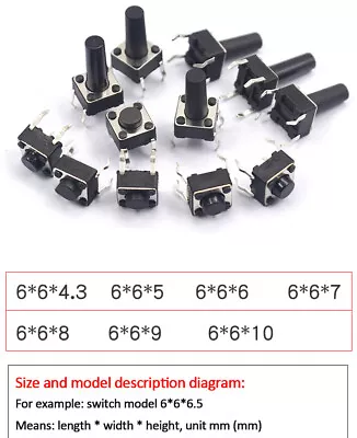 6×6×5mm 4Pin 12V Micro SMD Tact Switch Copper Tactile Push Button Circuit Board • $2.85