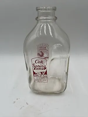Vtg Glass Milk Bottle 1/2Gl. Oak Spring Dairy Taunton Mass Red Painted Label • $17.99