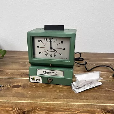 Acroprint 125RR4 Analog Manual Print Time Clock - Green With Key Vintage • $77.40