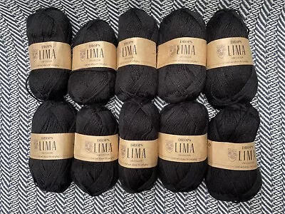 DROPS Lima Wool Yarn Merino Alpaca DK Double Knitting 10 X 50g Black • £14.50