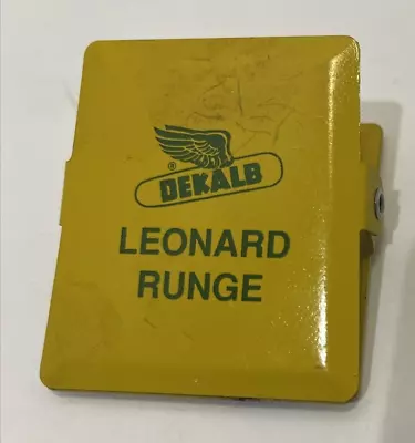 Vintage Metal Magnetic Paper Clip Binder Advertising DECALB Leonard Runge • $14.99