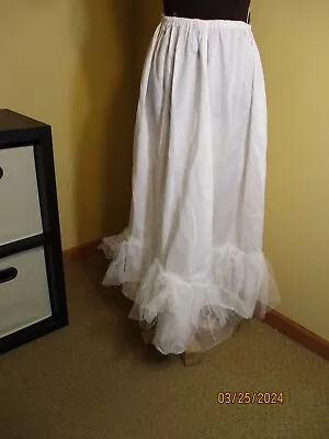 1950's Vintage Full Length  White  Crinoline  Petticoat Skirt • $5