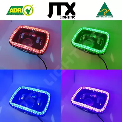 1 Pair Black LED JTX Headlights 5x7  RGB Rainbow Halo Suits F250 • $583