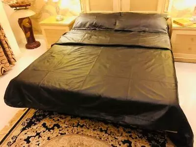 Super King Bedding Set Genuine Lambskin Leather Decorative Pilow Handmade Luxury • $594.99