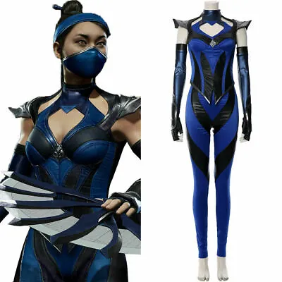 Game Mortal Kombat 11 Kitana Halloween Cosplay Costume Suit Mask Full Set • $36.90