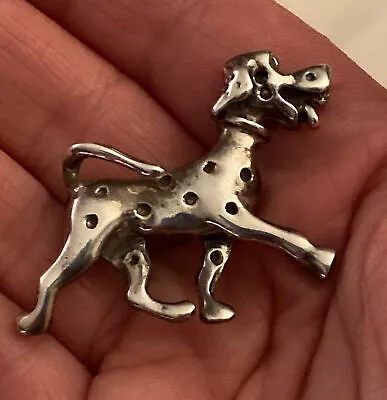 Vintage Sterling Silver Dalmation Dog Brooch Animal Pin • $49