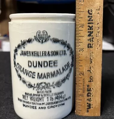 Vintage JAMES KEILLER & SONS DUNDEE Marmalade 1 Lb Stoneware JAR Made In ENGLAND • £48.21