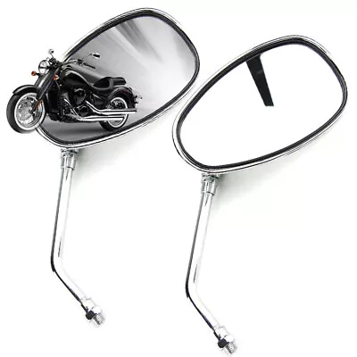 Universal 10mm Chrome Rearview Mirrors For Honda Yamaha Suzuki Harley Kawasaki • $21.59