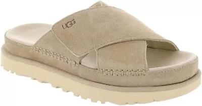 Women's Shoes UGG GOLDENSTAR CROSS Platform Suede Sandals 1137910 DRIFTWOOD • $99