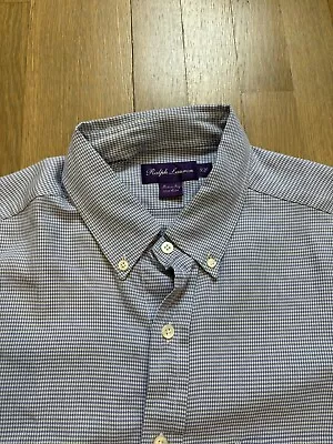 Ralph Lauren Purple Label Shirt Mens Size XL Blue White Plaid Cotton RLPL • $45