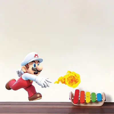 Super Mario Flame Wall Decals Nintendo Wallpaper Stickers Mario Game Room E15 • $29