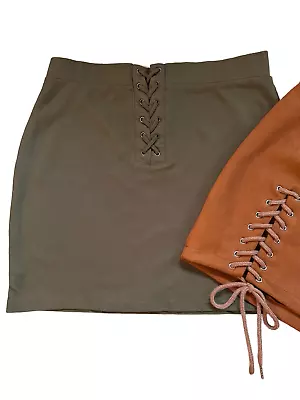 ZAFUL Lace-up Suede Mini 2pack Skirts • $18