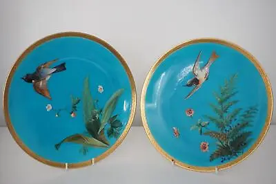 £385 • Buy Superb Minton Enamelled Porcelain Cabinet Plates - Birds In Flight - C.1872