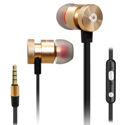 Gold Black Super Bass Noise Isolating Earphone Volume Control And Mic. Headset • $12.52