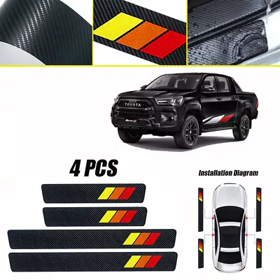 4X For Toyota Hilux Accessories Car Door Sill Plate Protector Carbon Fiber Cover • $18.99