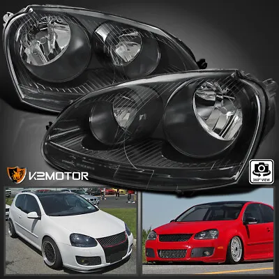 Black Fits 2005-2010 VW Jetta 2006-2009 Golf MK5 Headlights Head Lamp Left+Right • $136.38