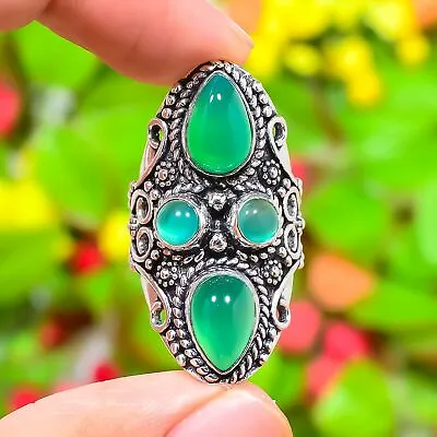 Green Onyx Sage Amethyst Gemstone Handmade 925 Sterling Silver Ring Variation • $7.99