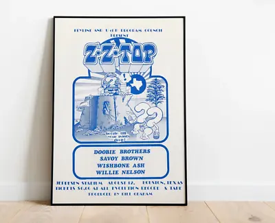 Zz-top Rock N Roll Concert Vintage August 12 Houston Texas Unframed Poster • $15.99