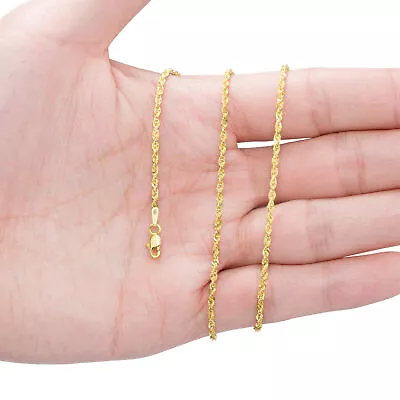 14K Yellow Gold Solid Rope Chain Necklace Bracelet 1mm-10mm Mens Women (7 - 30 ) • $185.99